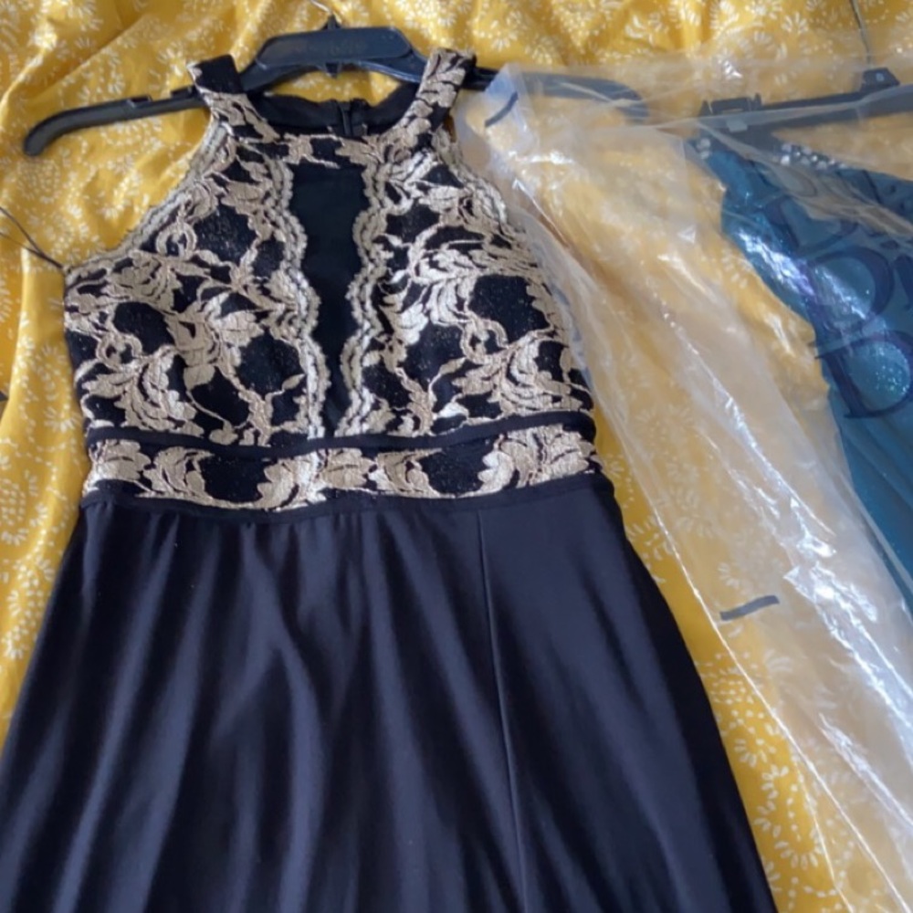 Halter top long dress with left leg slit